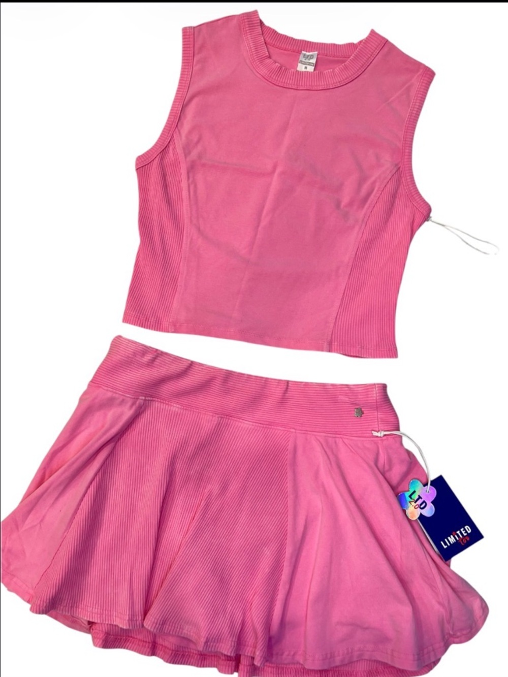 Limited Too Pink Ribbed Tank Top and Skort Set NWT